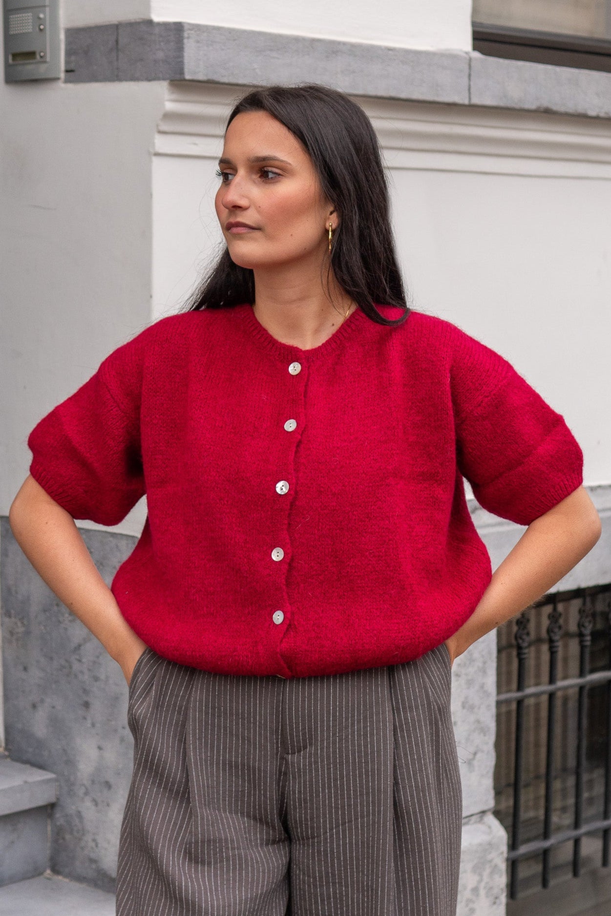 Anastasia Cardigan Short Sleeve Bordeaux