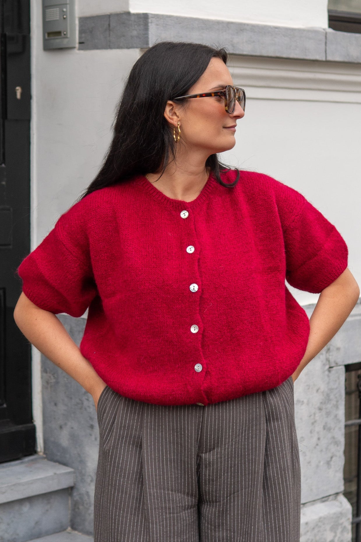 Anastasia Cardigan Short Sleeve Bordeaux