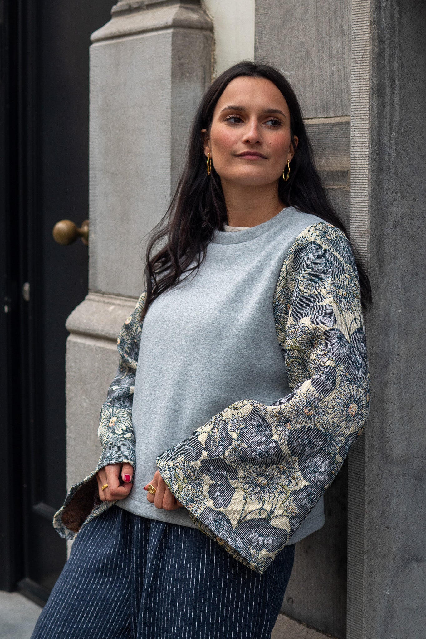 Leane Embroidered Sweater Grey