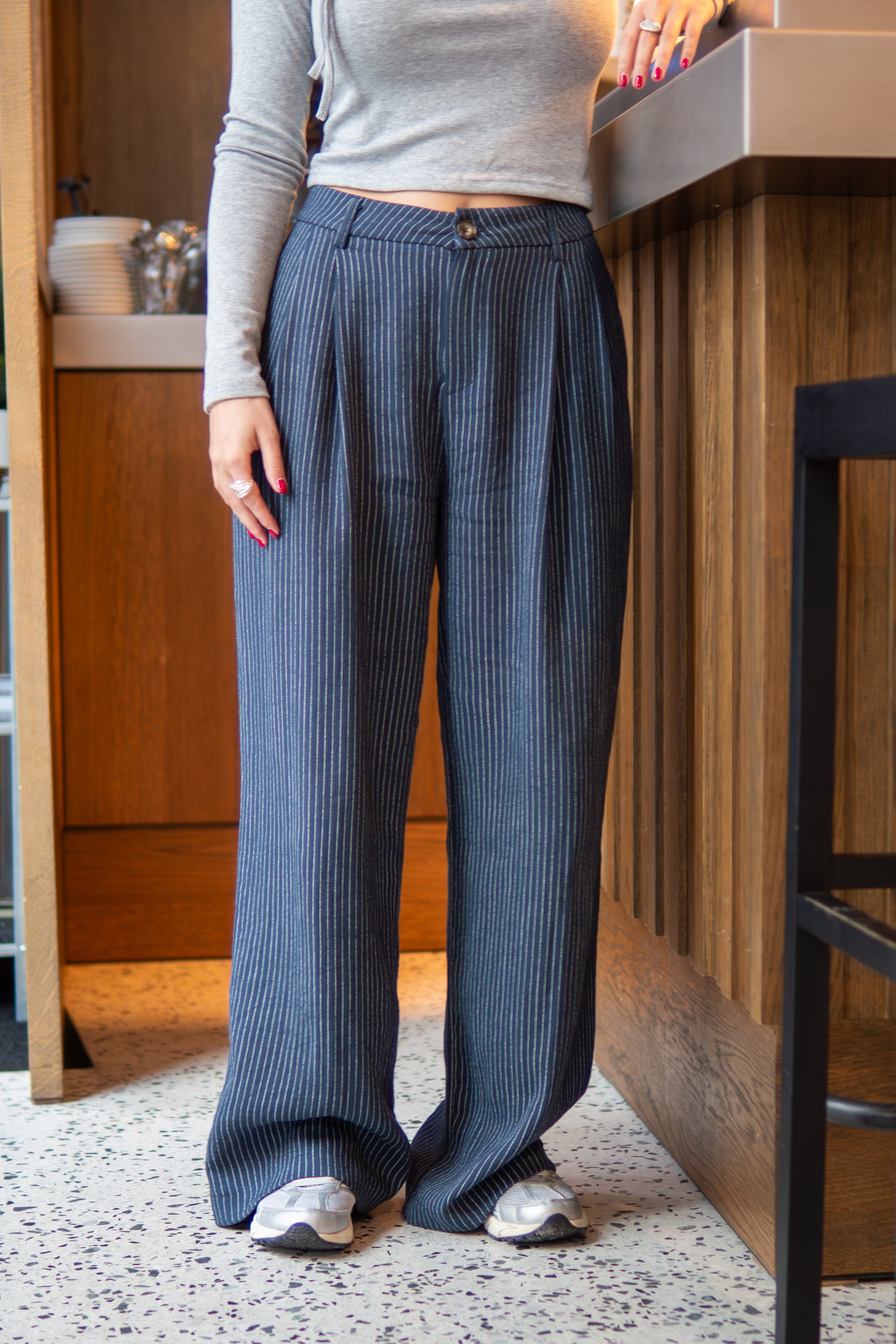 Clarisse Pinstripe Pants Navy