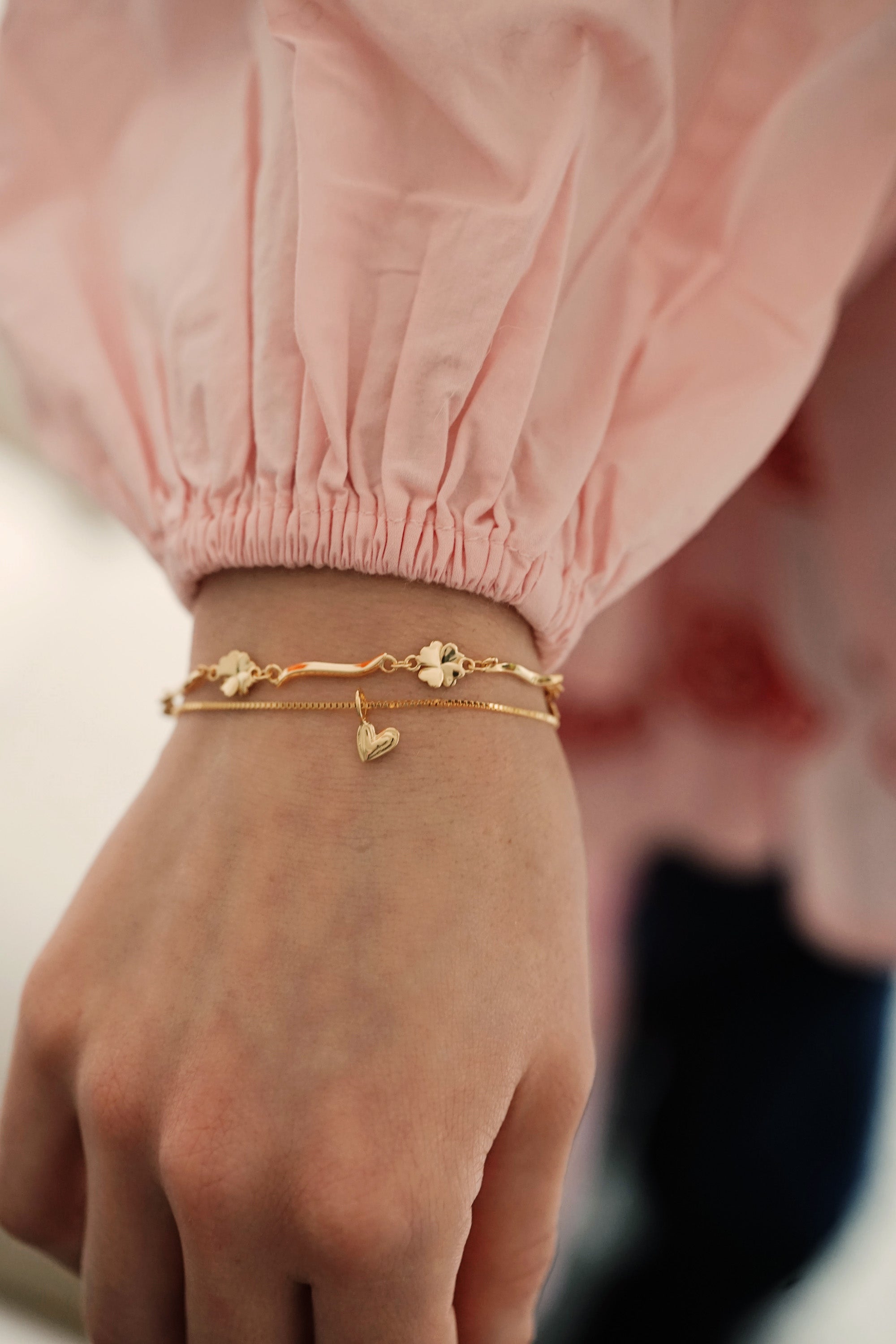 Layered Heart Bracelet Gold