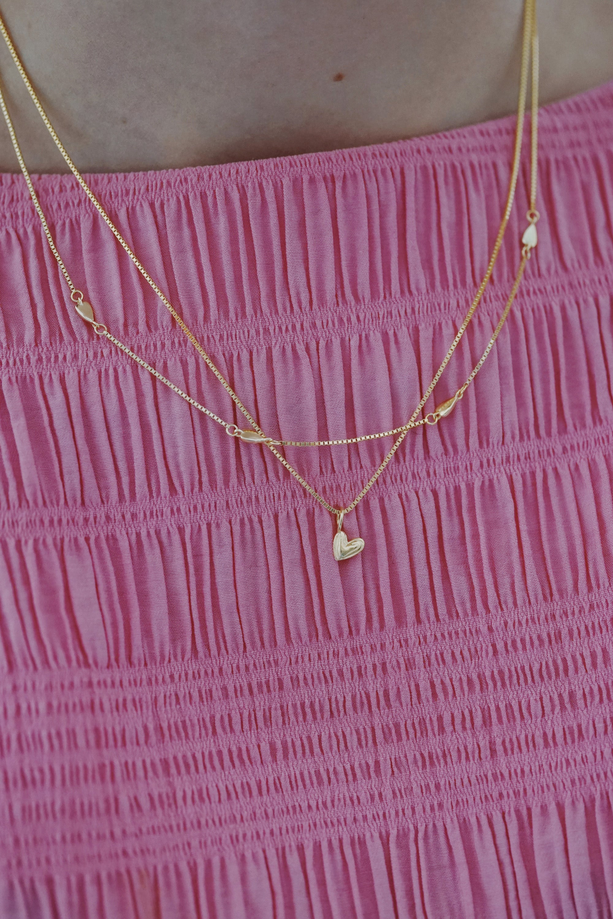 Layered Heart Necklace Gold