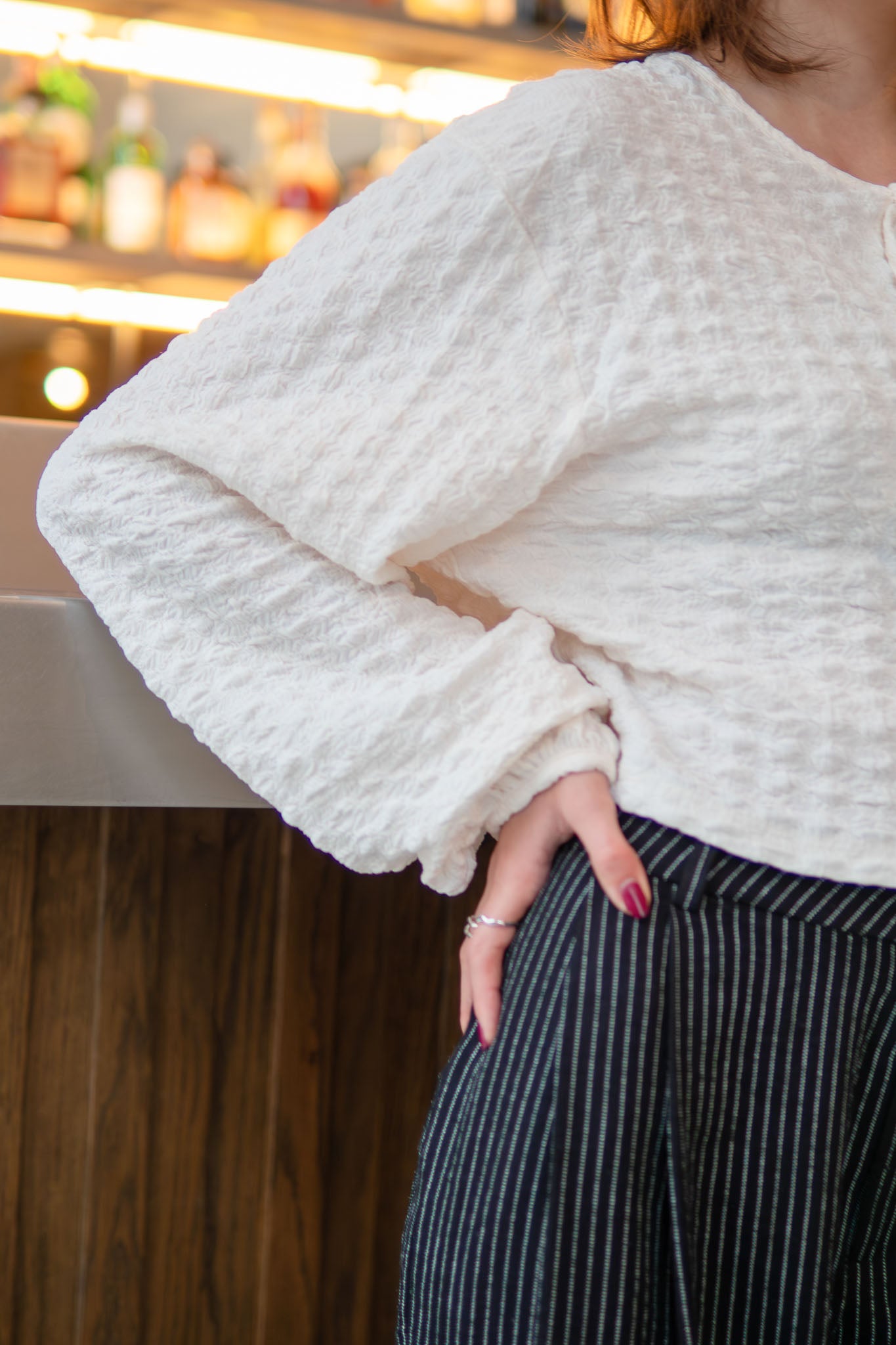 Ona Textured Bow Top Ivory