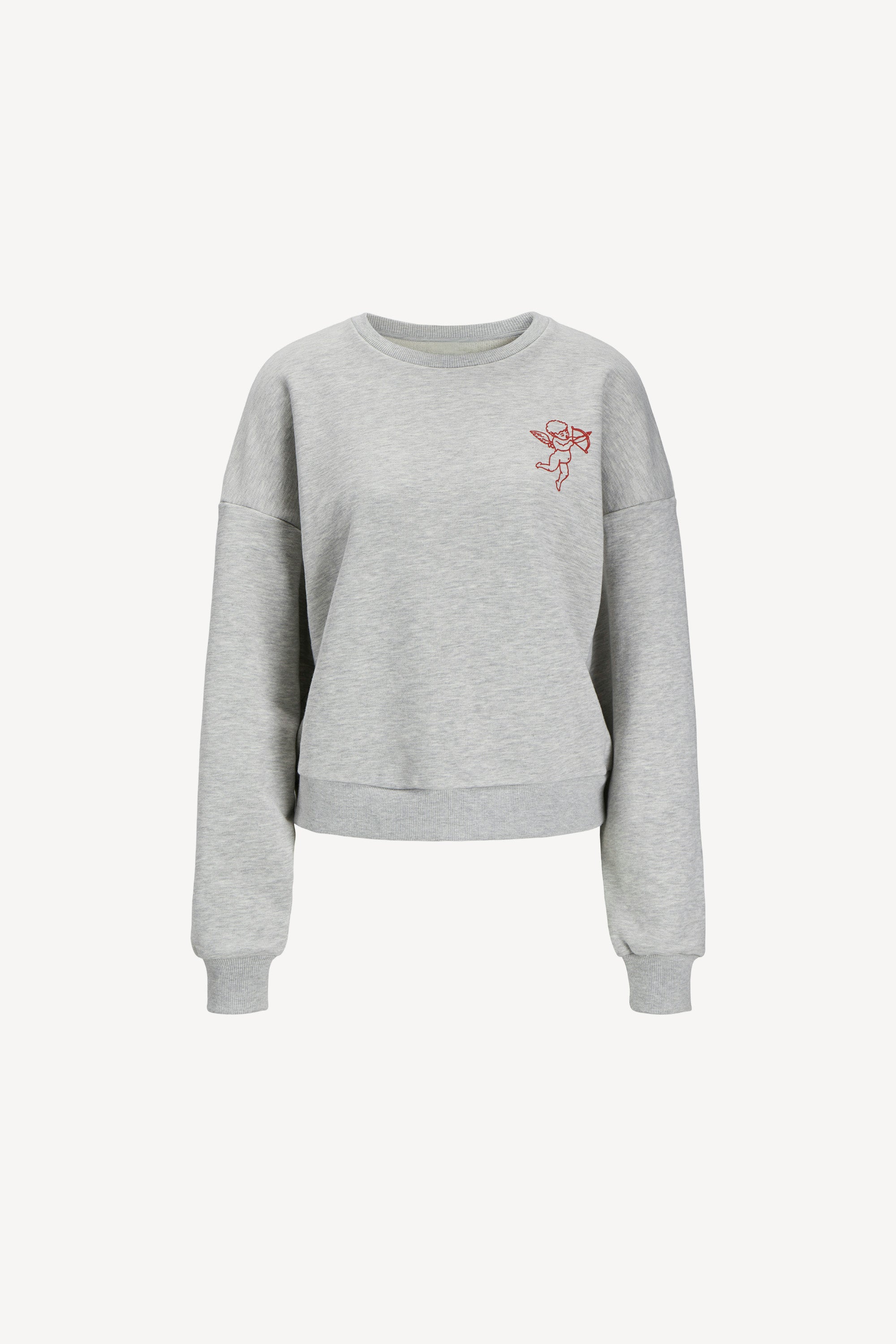 Valentine Crew Sweater Light Grey Melange