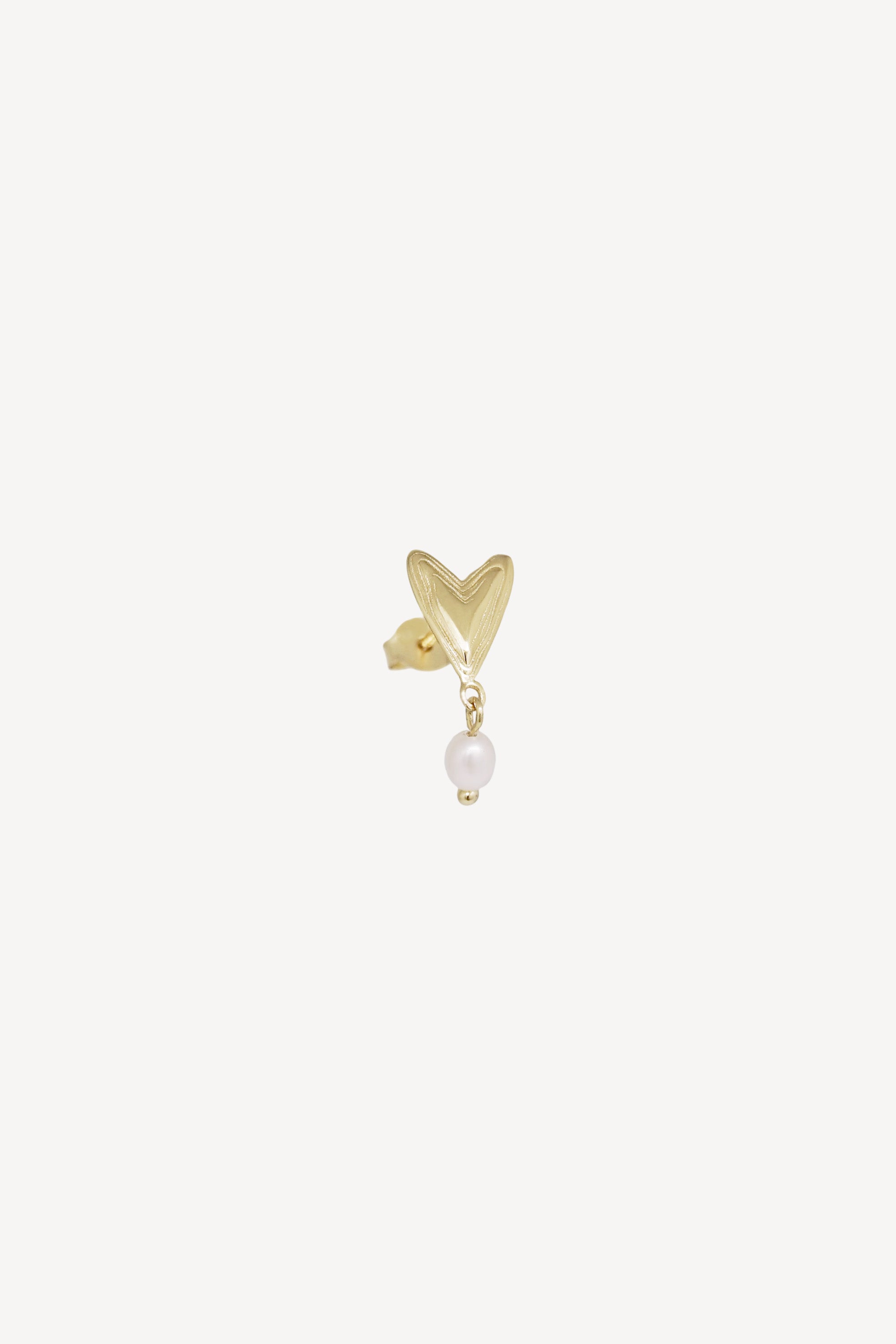 Dripped Heart Pearl Stud Gold